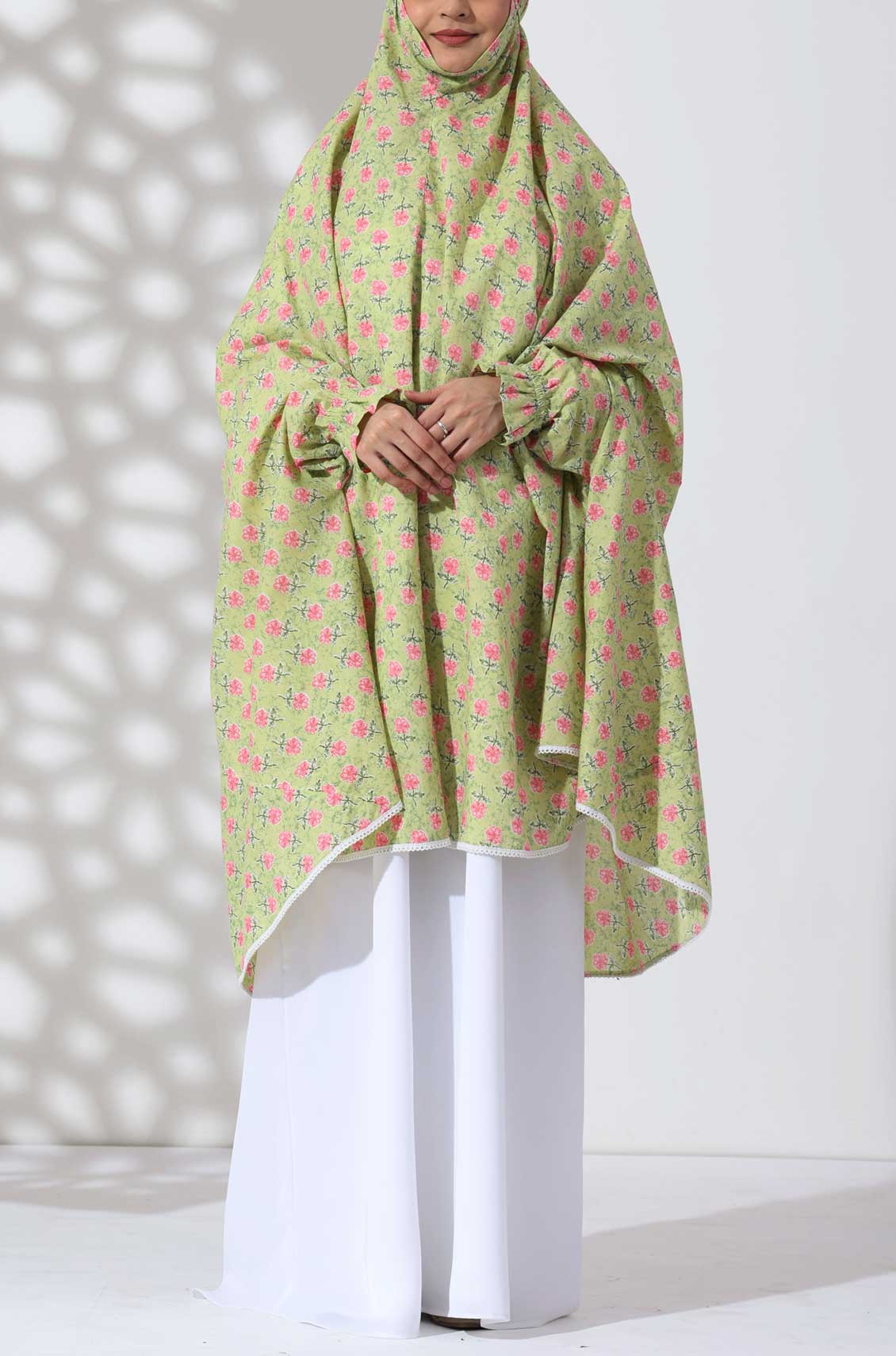 Mint Floral Knee Length Cotton Namaz Makhna