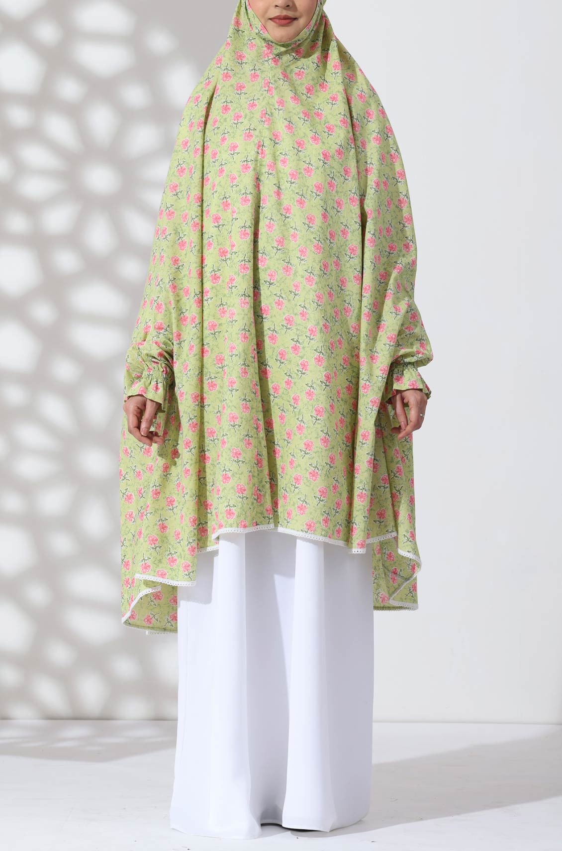 Mint Floral Knee Length Cotton Namaz Makhna