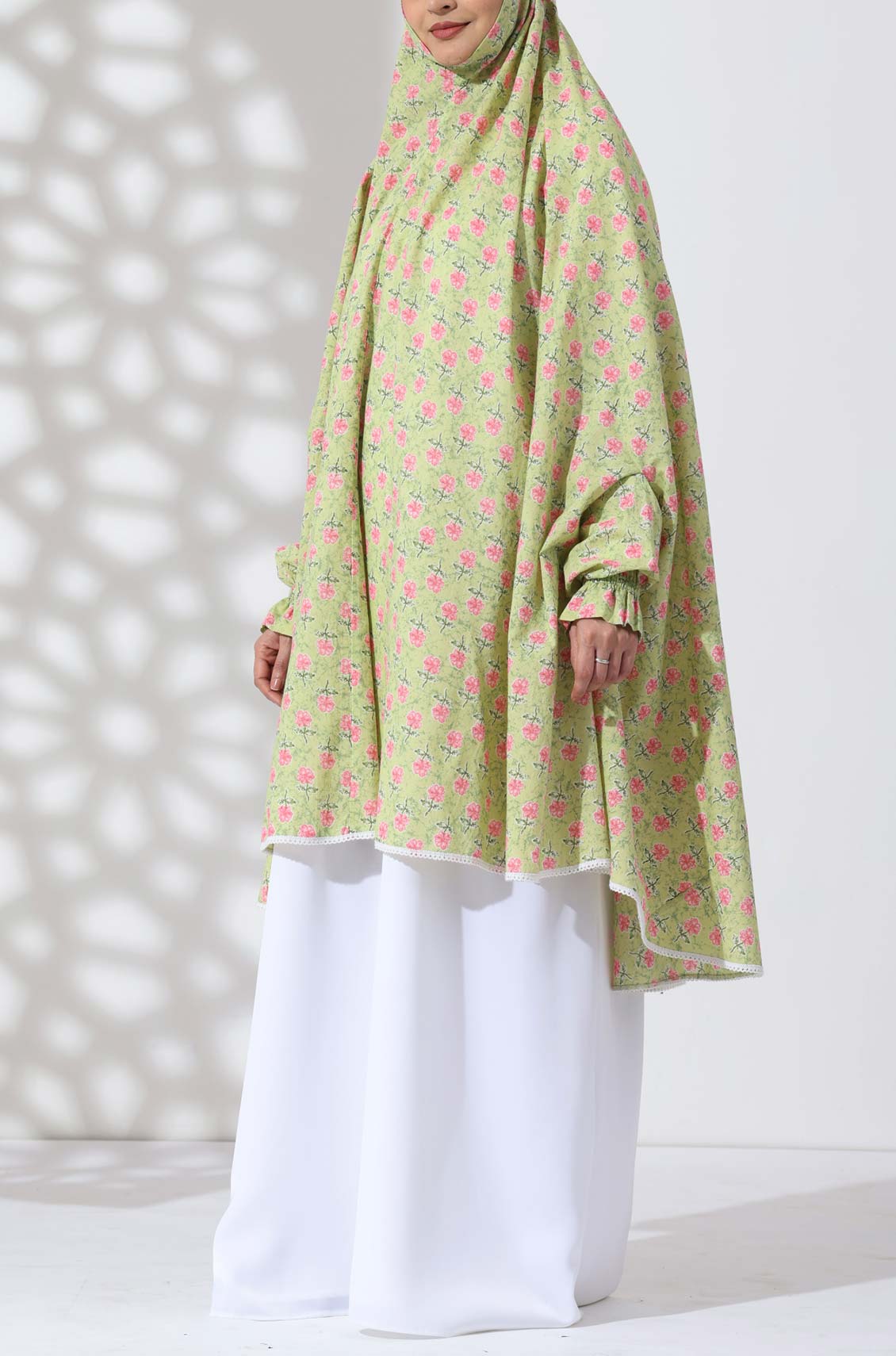 Mint Floral Knee Length Cotton Namaz Makhna