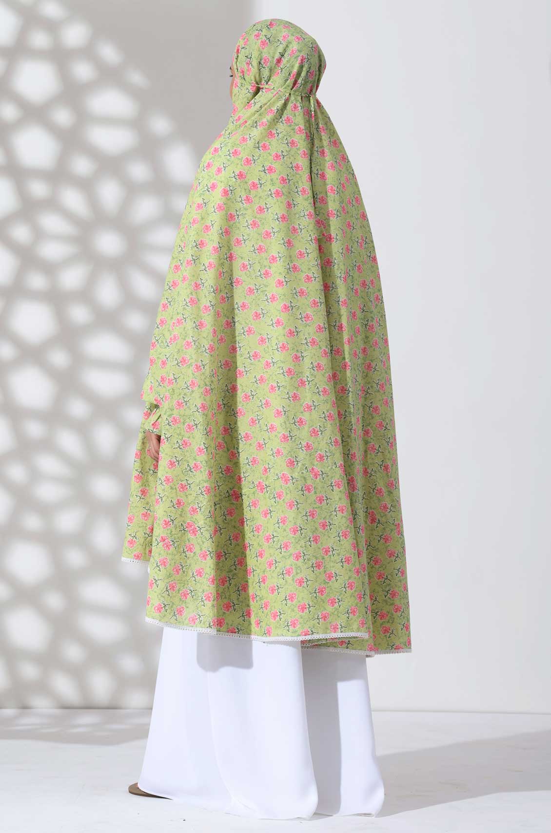 Mint Floral Knee Length Cotton Namaz Makhna