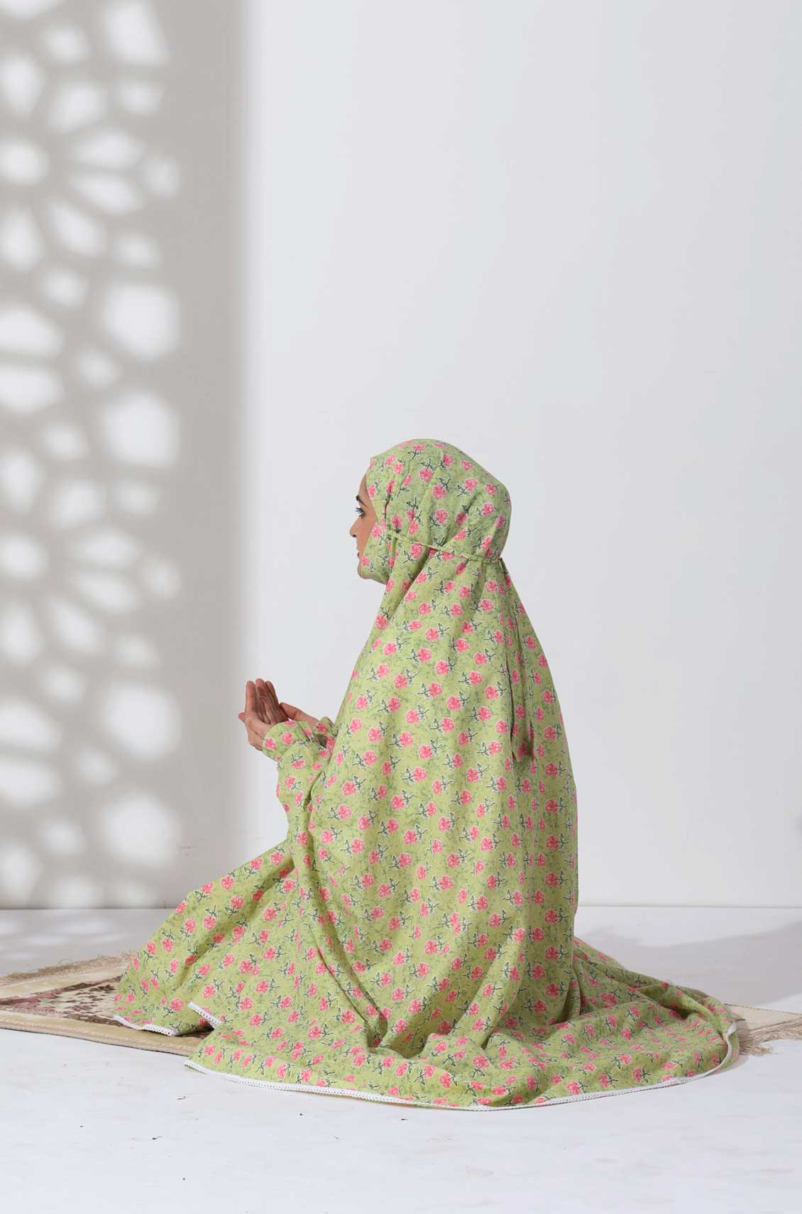 Mint Floral Knee Length Cotton Namaz Makhna