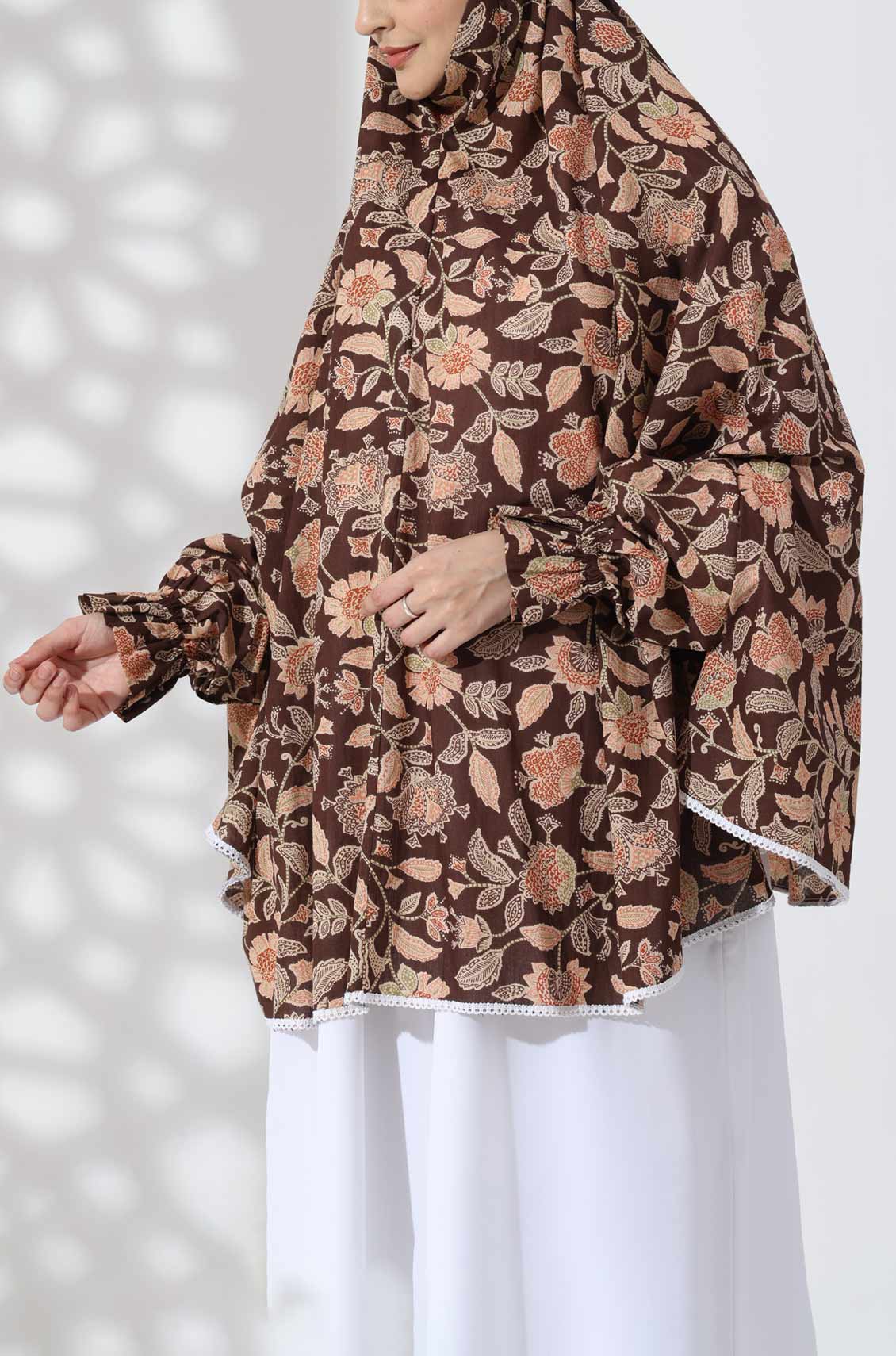 Brown Floral Cotton Namaz Makhna