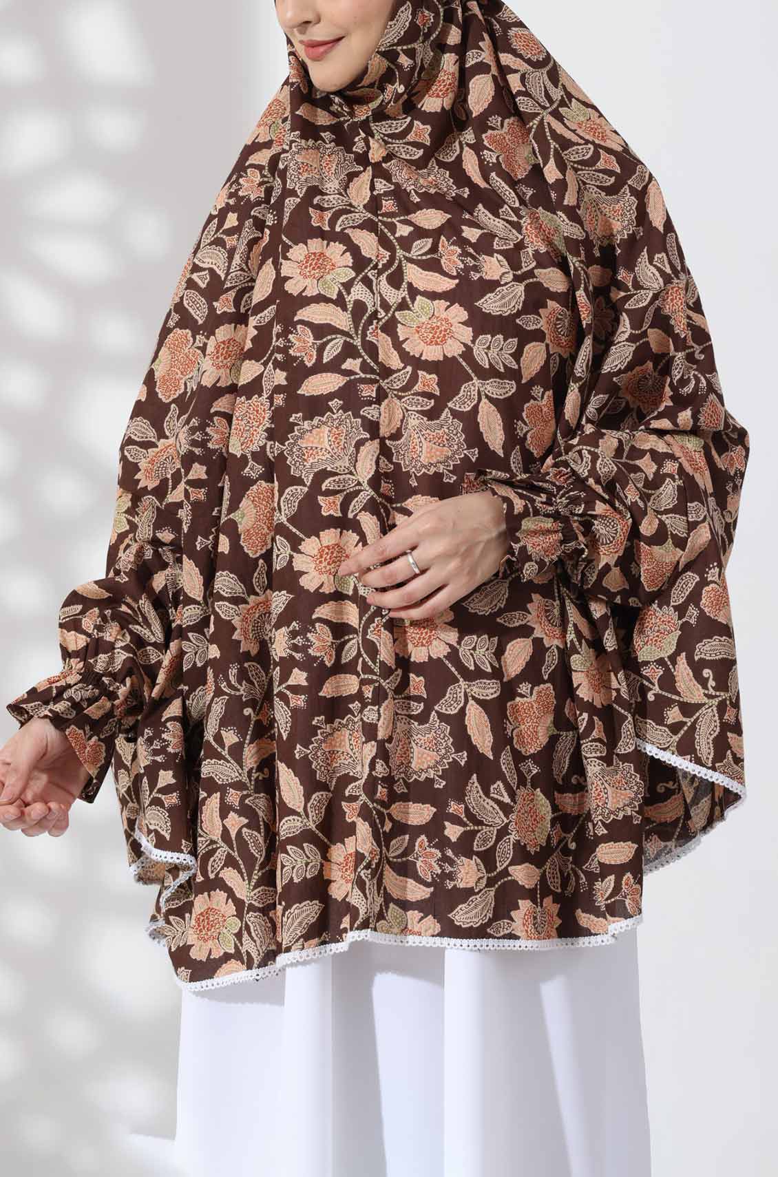 Brown Floral Cotton Namaz Makhna