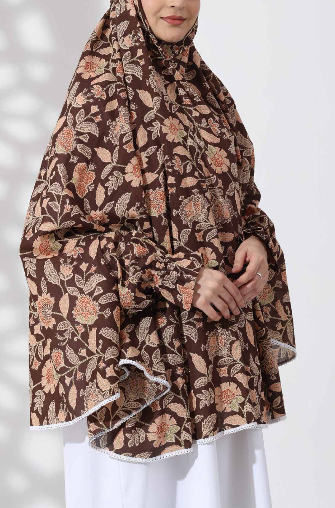 Brown Floral Cotton Namaz Makhna