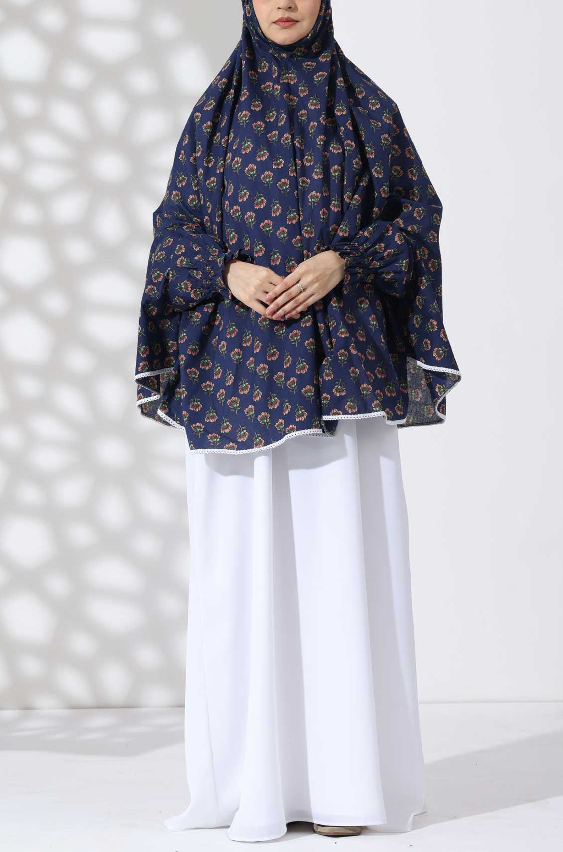 Navy Bloom Cotton Namaz Makhna