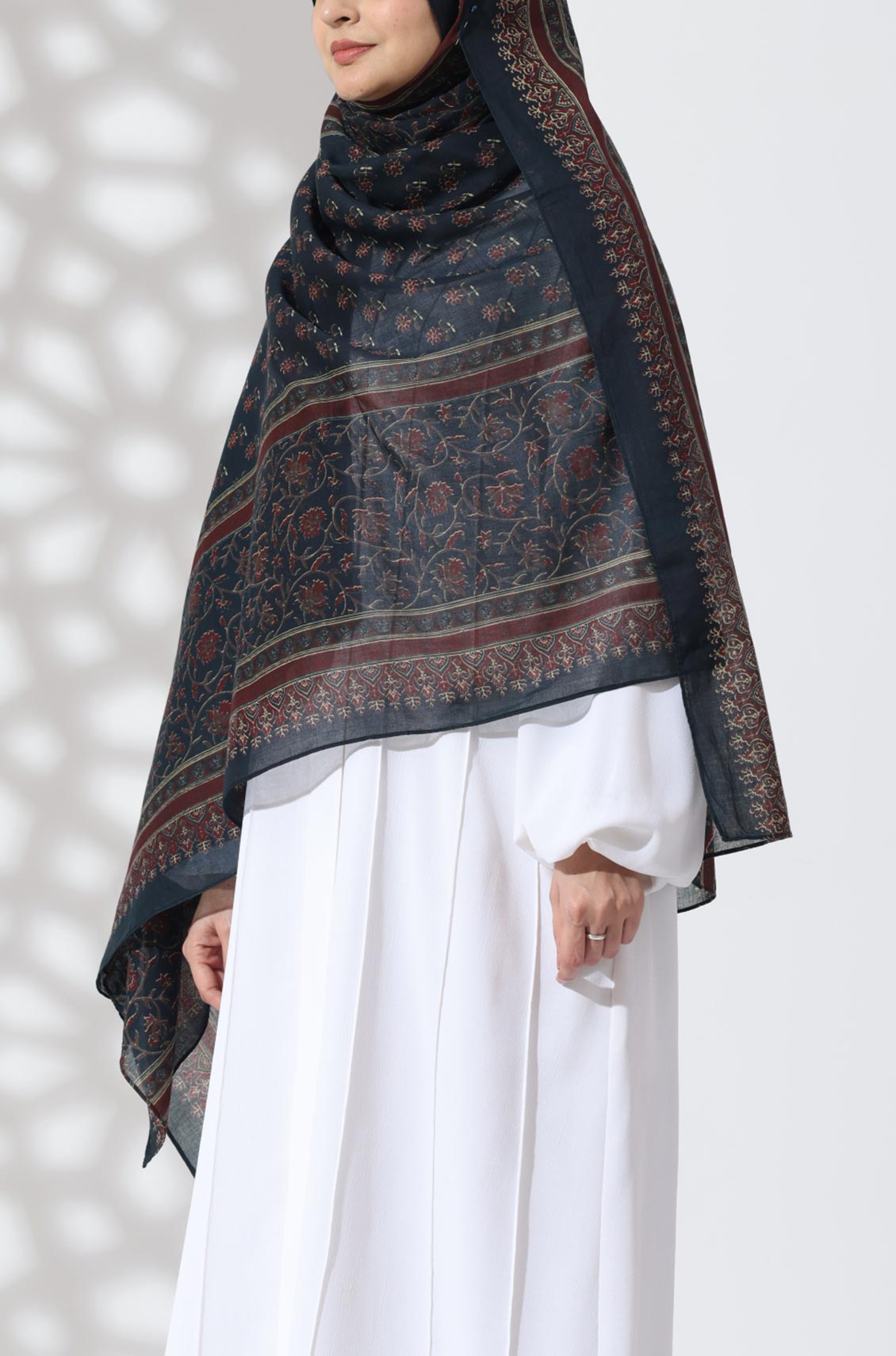 Navy Rose Cotton Namaz Dupatta