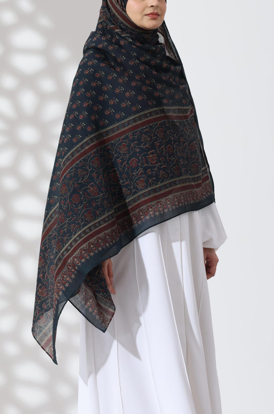 Navy Rose Cotton Namaz Dupatta