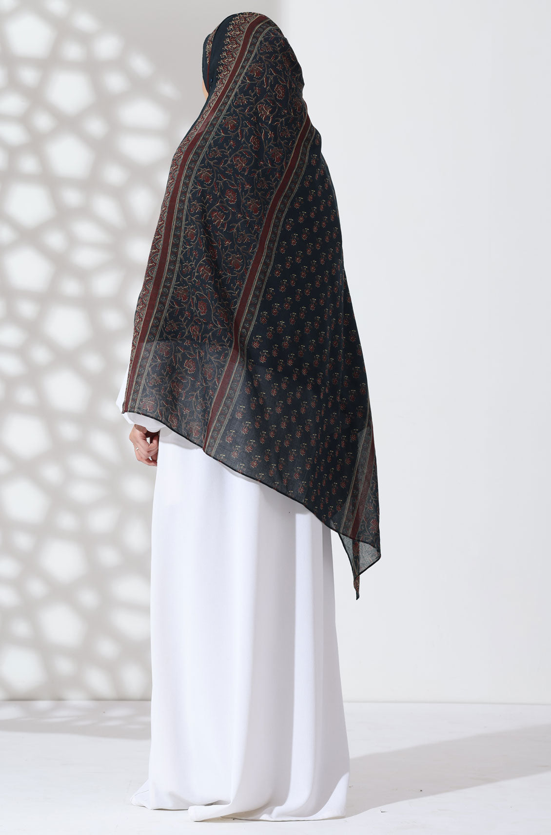 Navy Rose Cotton Namaz Dupatta