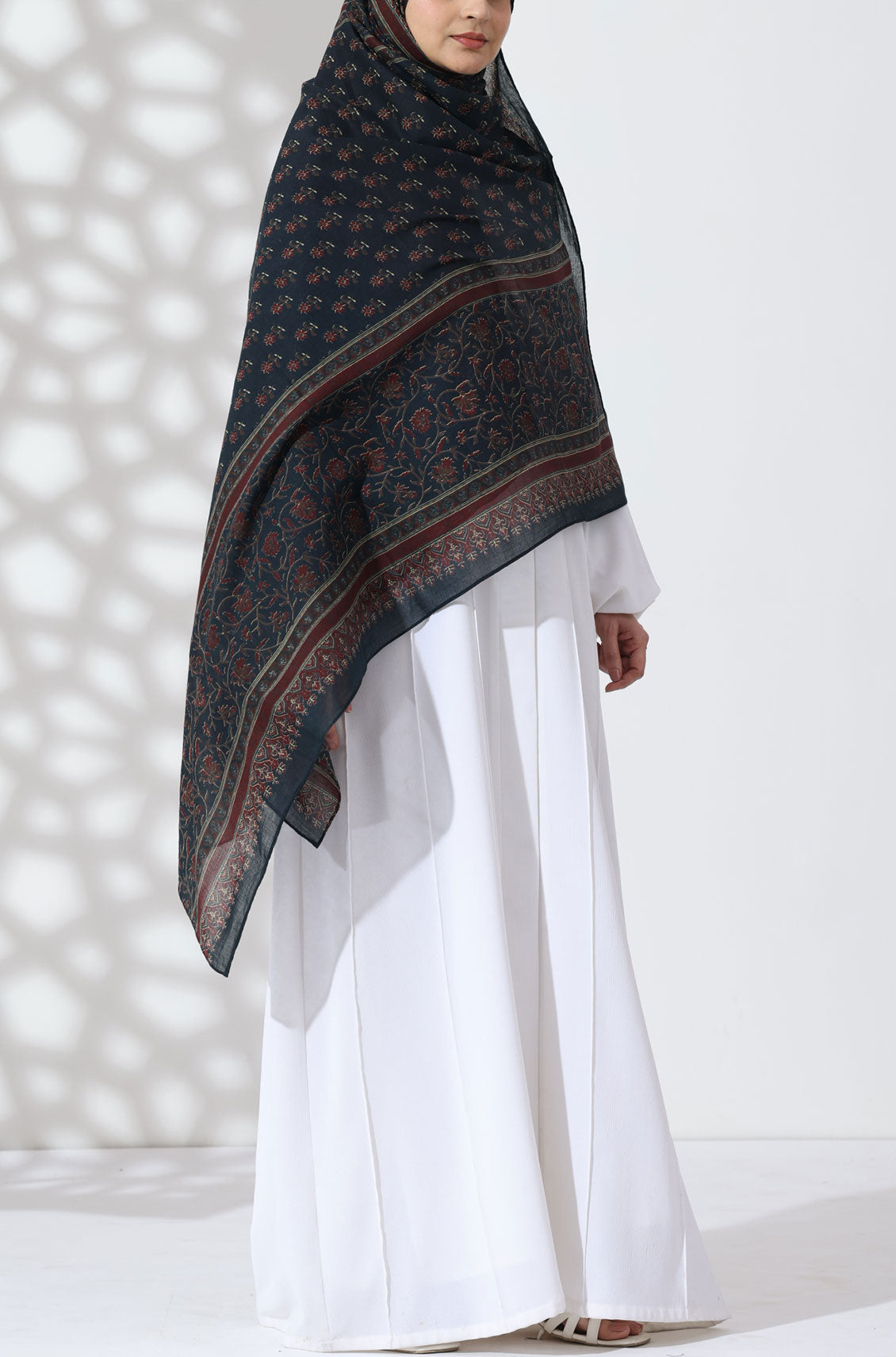 Navy Rose Cotton Namaz Dupatta