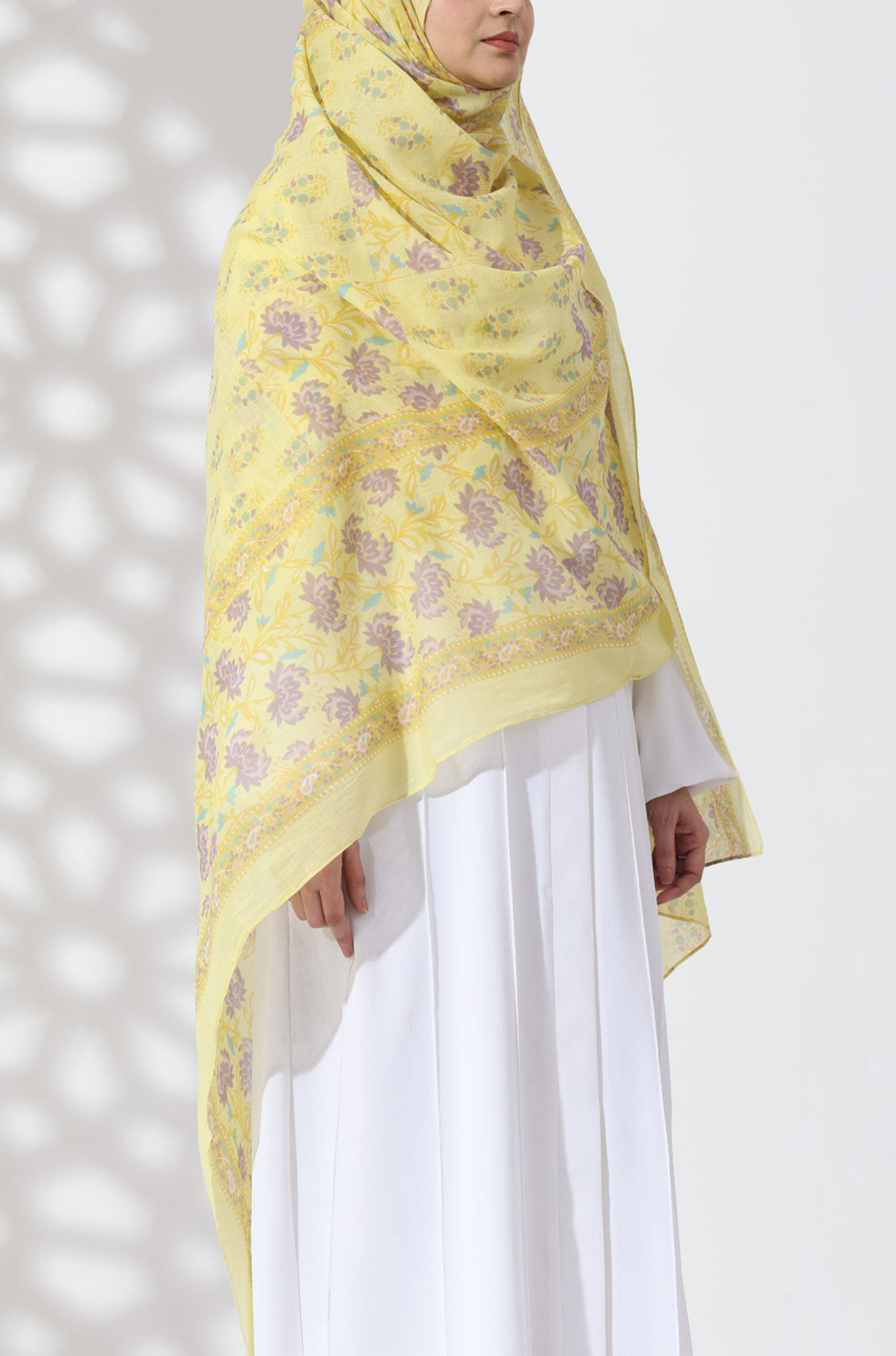 Saffron Bloom Cotton Namaz Dupatta