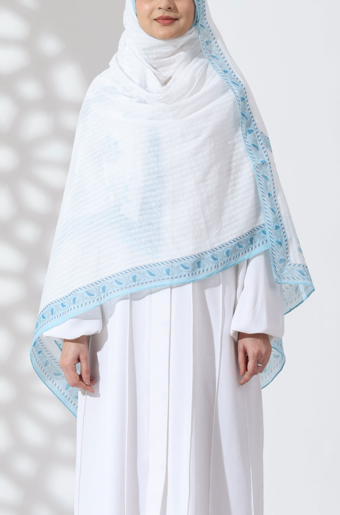 White Blossom Cotton Namaz Dupatta