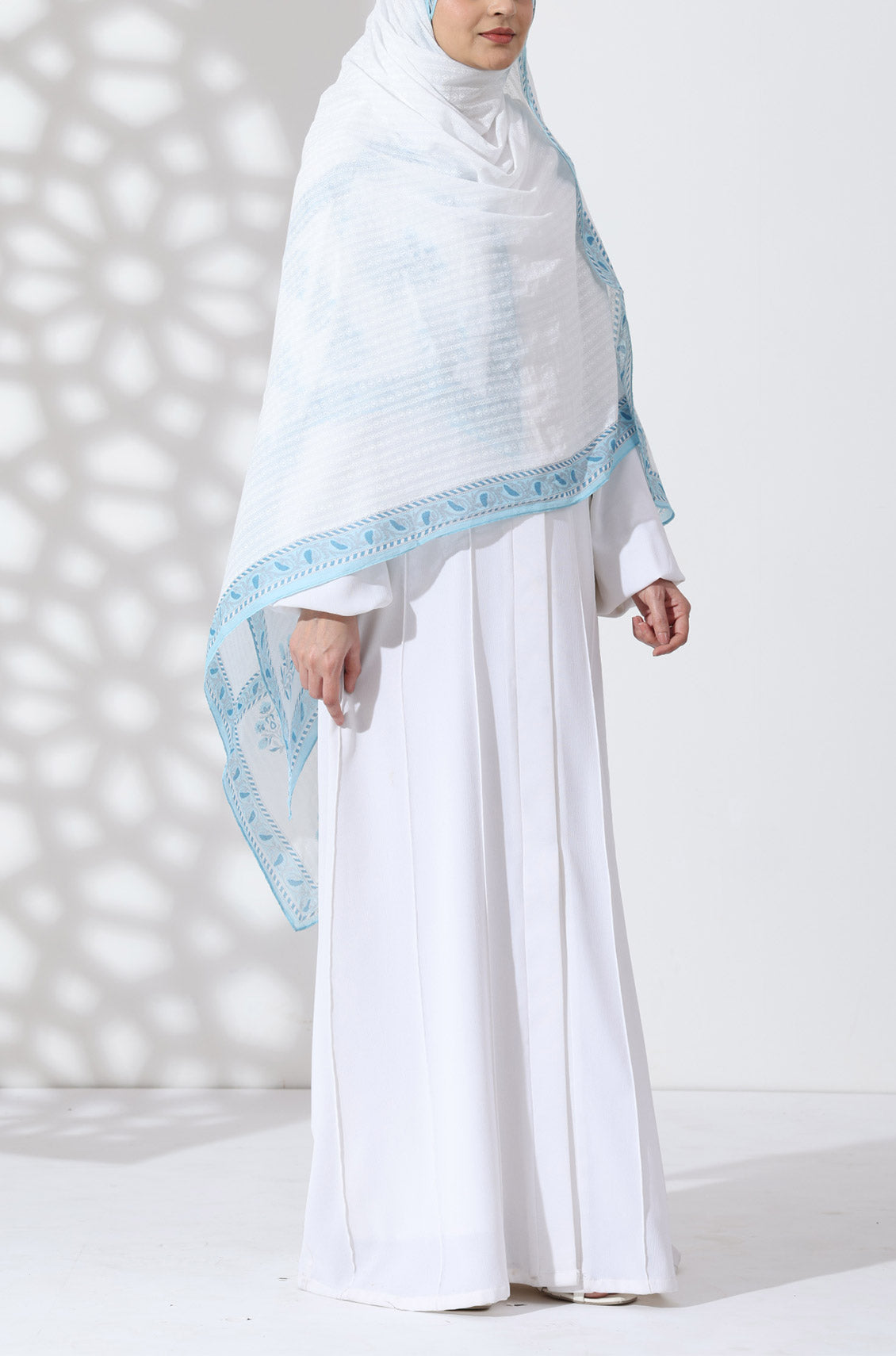 White Blossom Cotton Namaz Dupatta