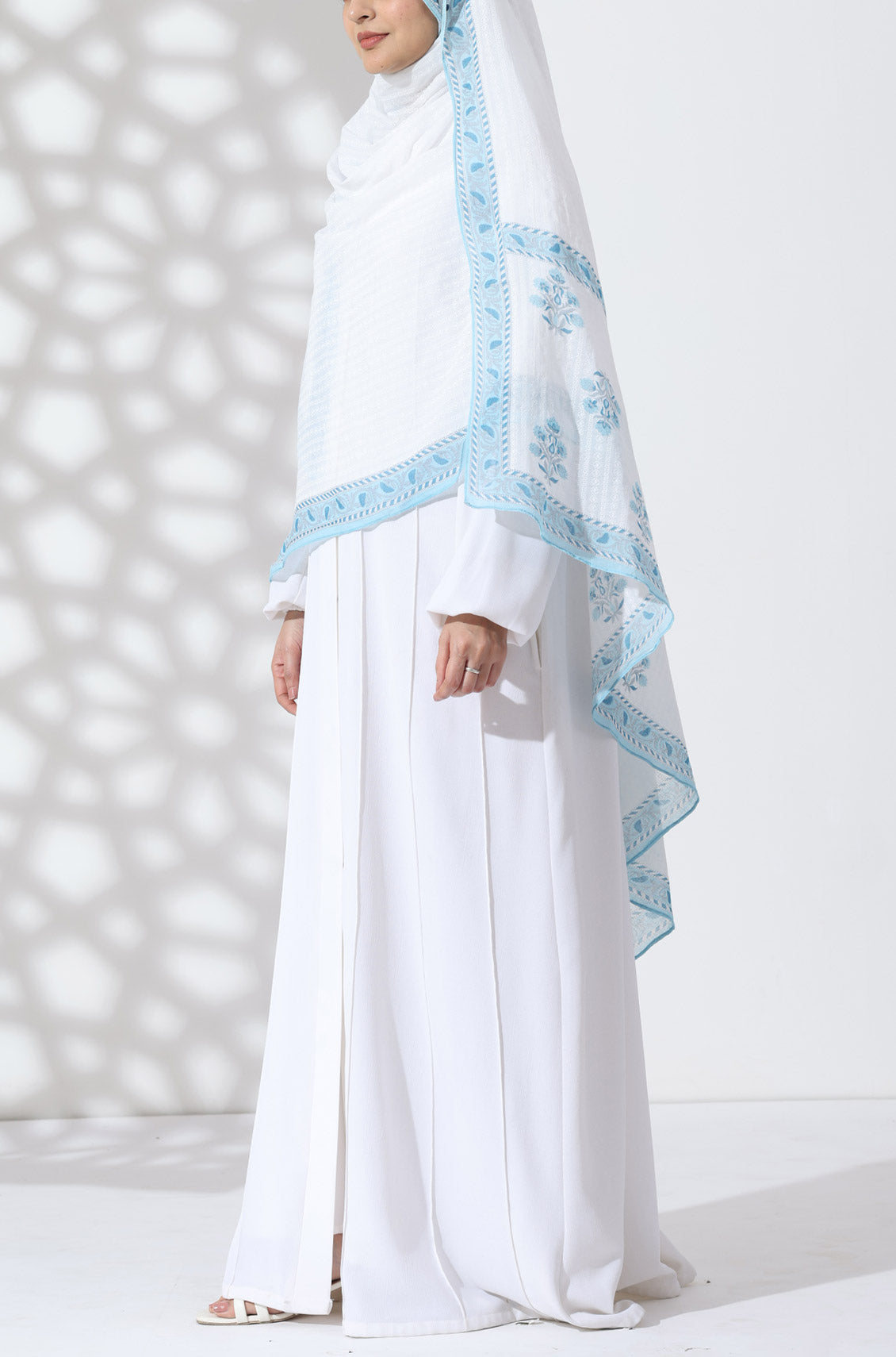 White Blossom Cotton Namaz Dupatta