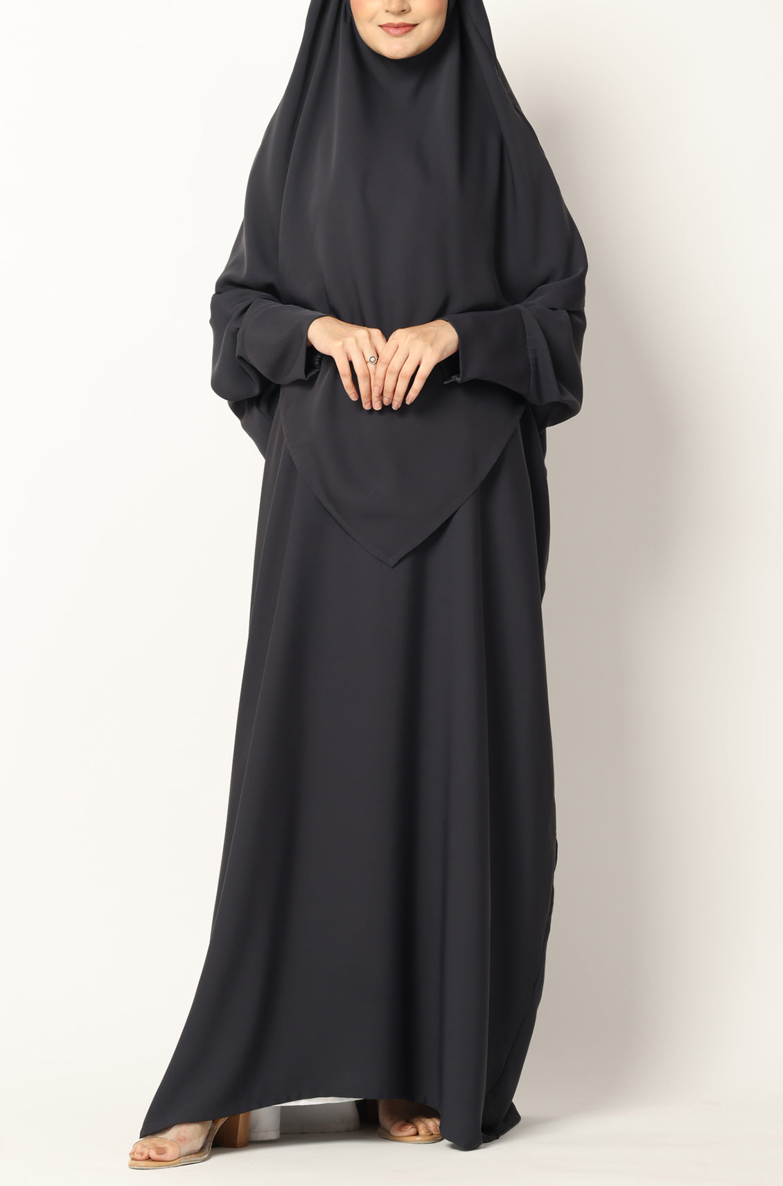 Simple Abaya Kaftan Style Dark Grey