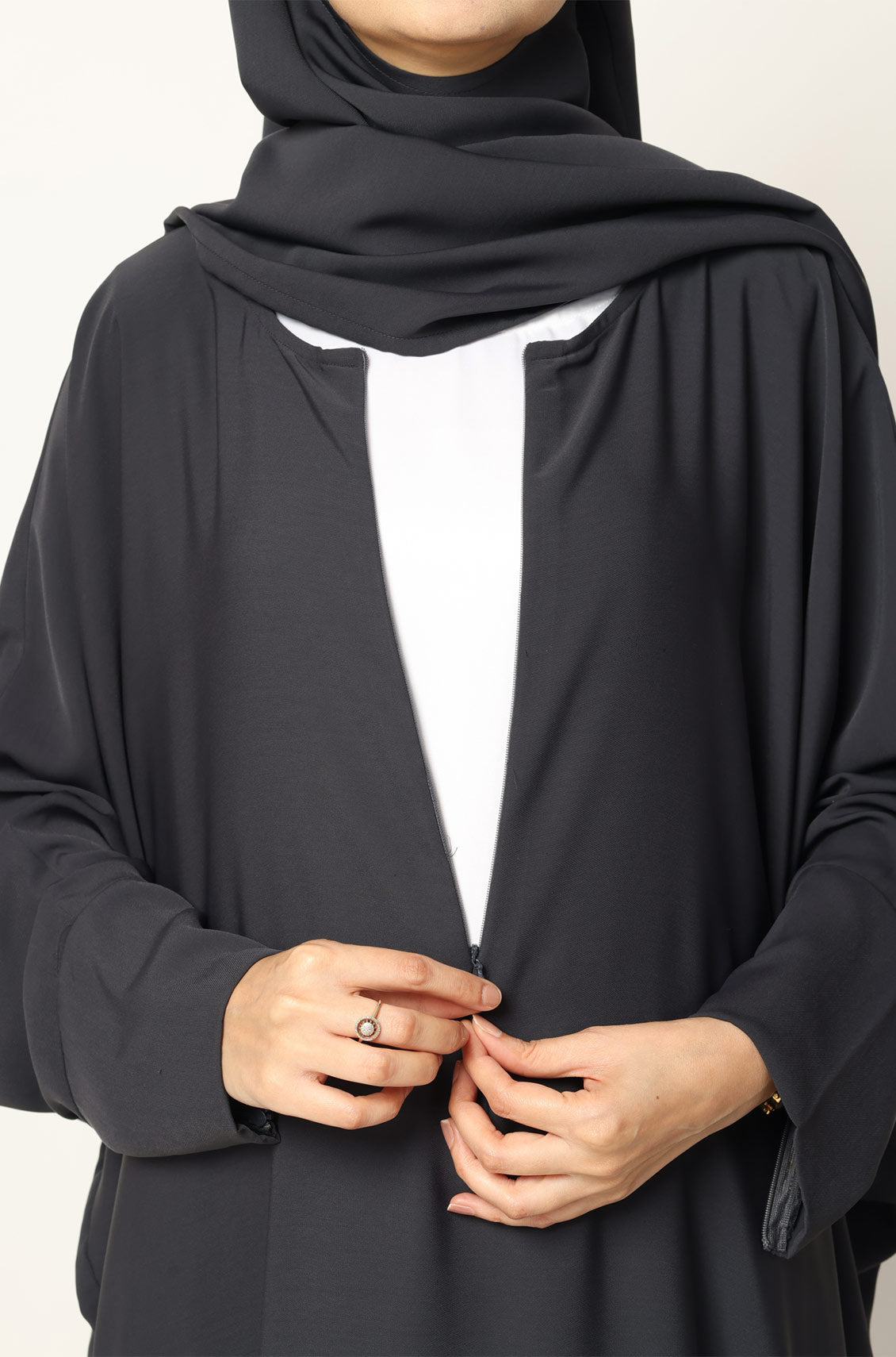 Simple Abaya Kaftan Style Dark Grey