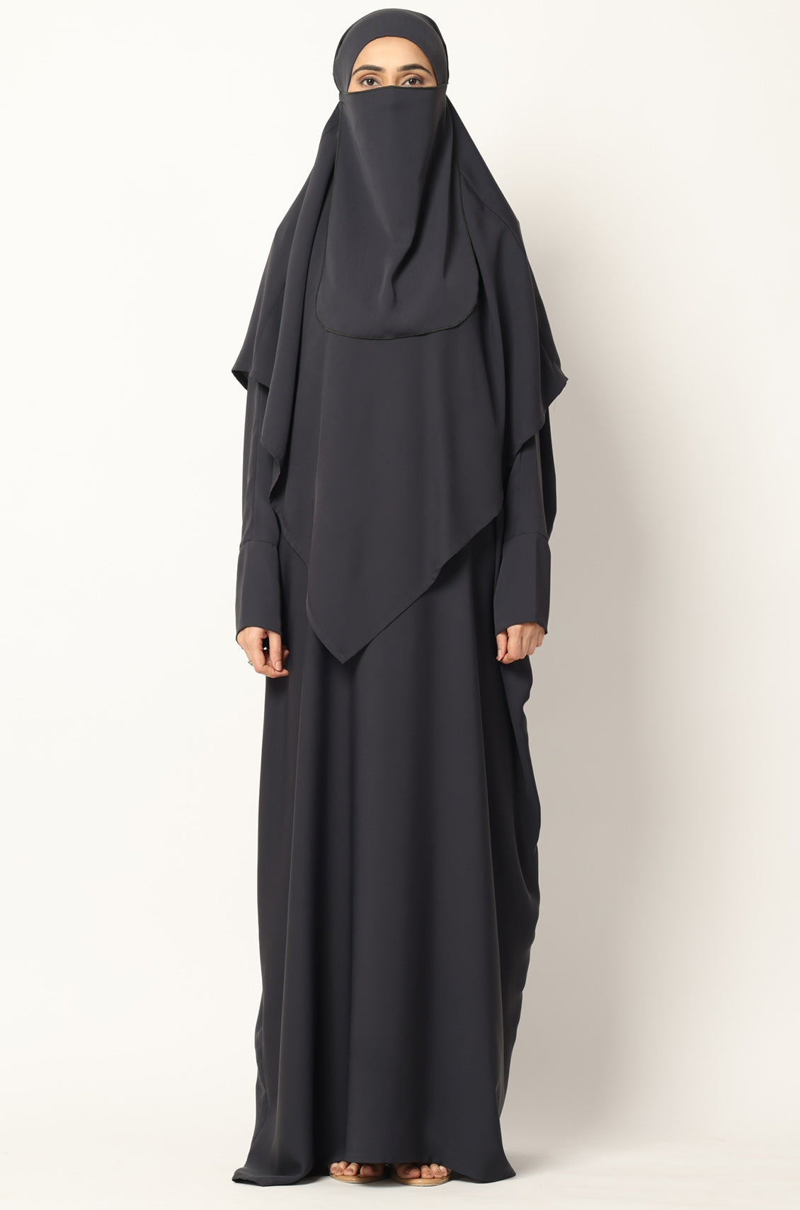 Simple Abaya Kaftan Style Dark Grey