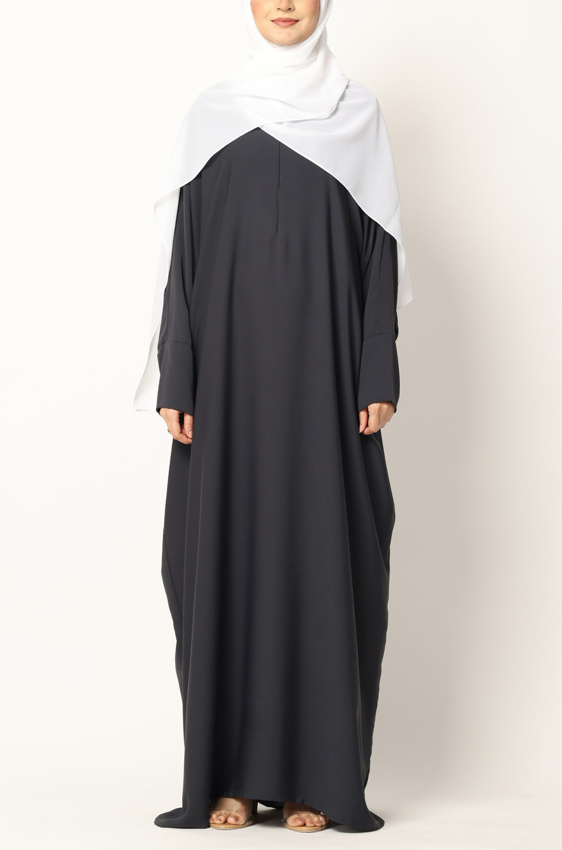 Simple Abaya Kaftan Style Dark Grey