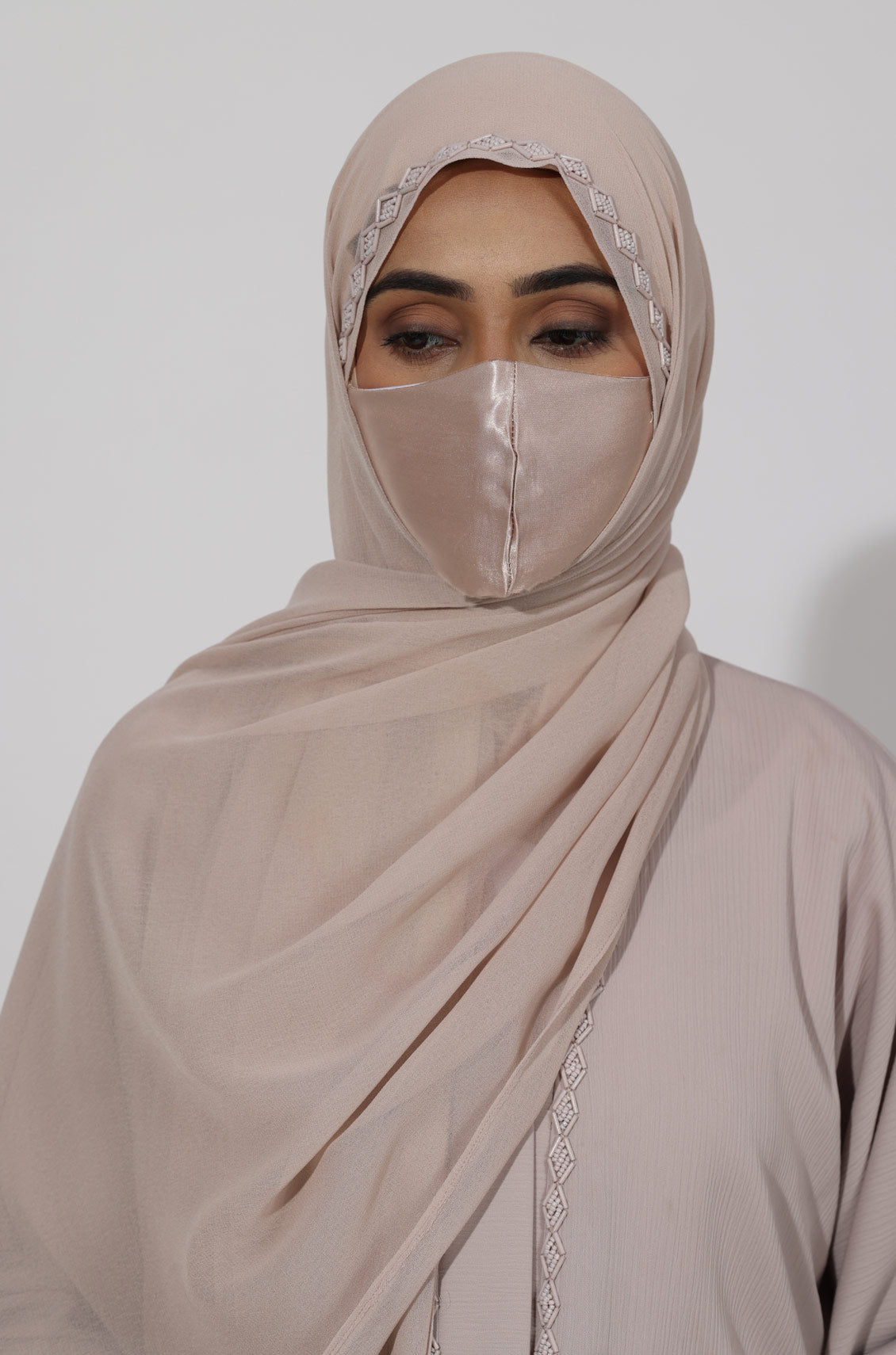 Diamond Pearl Abaya Dress Ivory Silver
