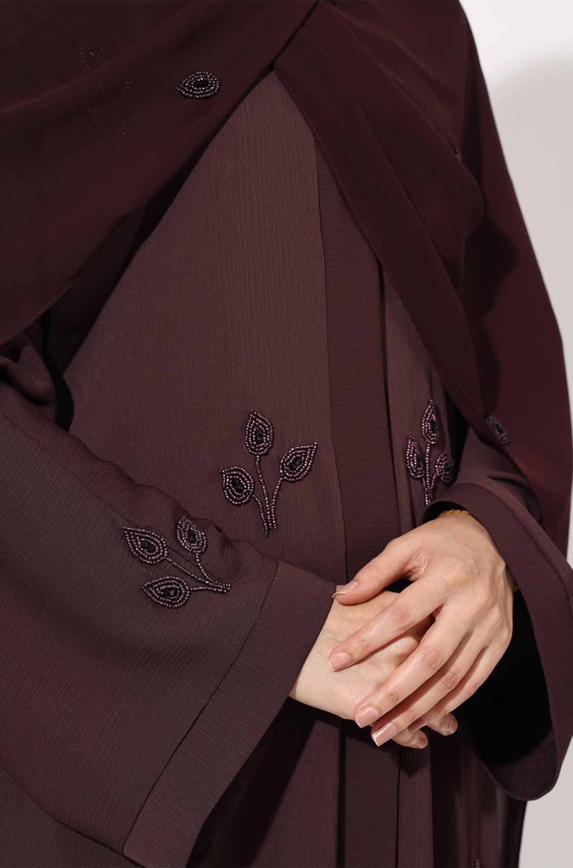 Luxury Pretty Petals Abaya Dress - Dark Brown