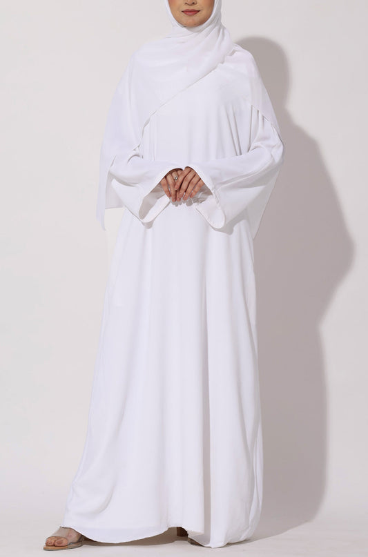 Simple Everyday Abaya - Front Closed Pearl White