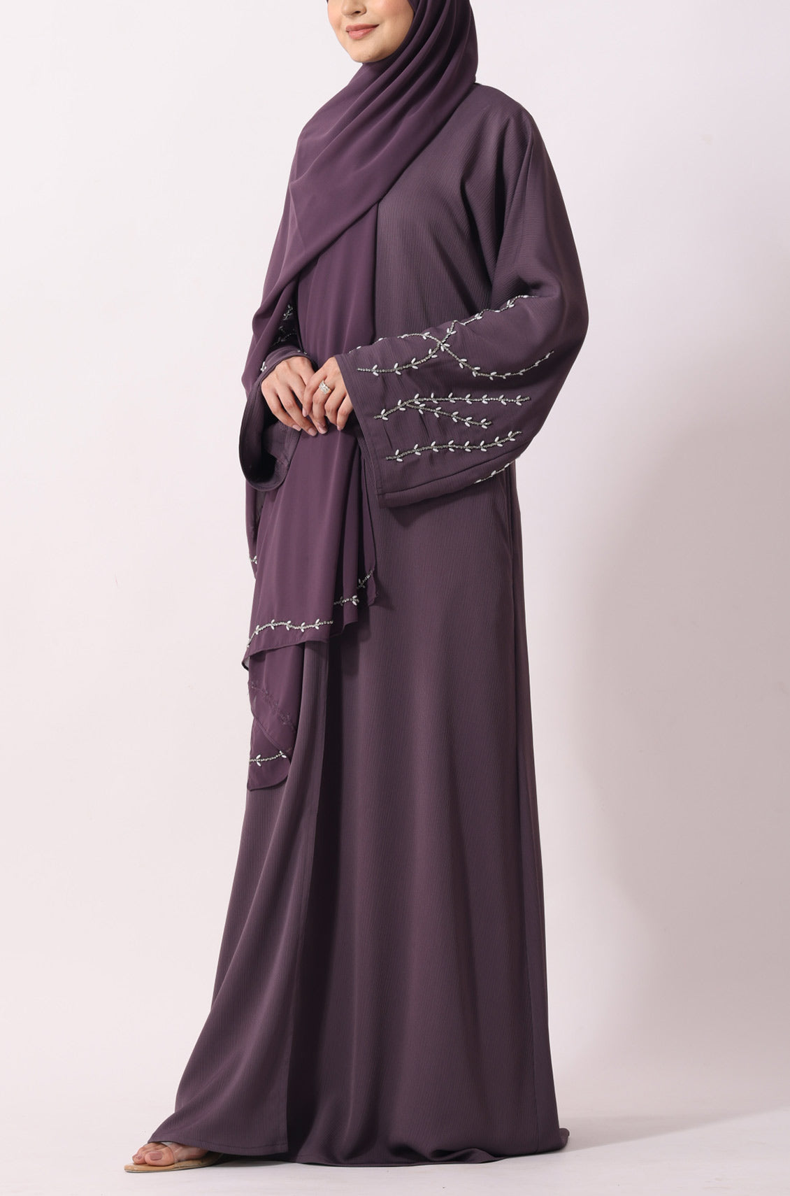 Luxury Jewel Abaya Dress Deep Lilac