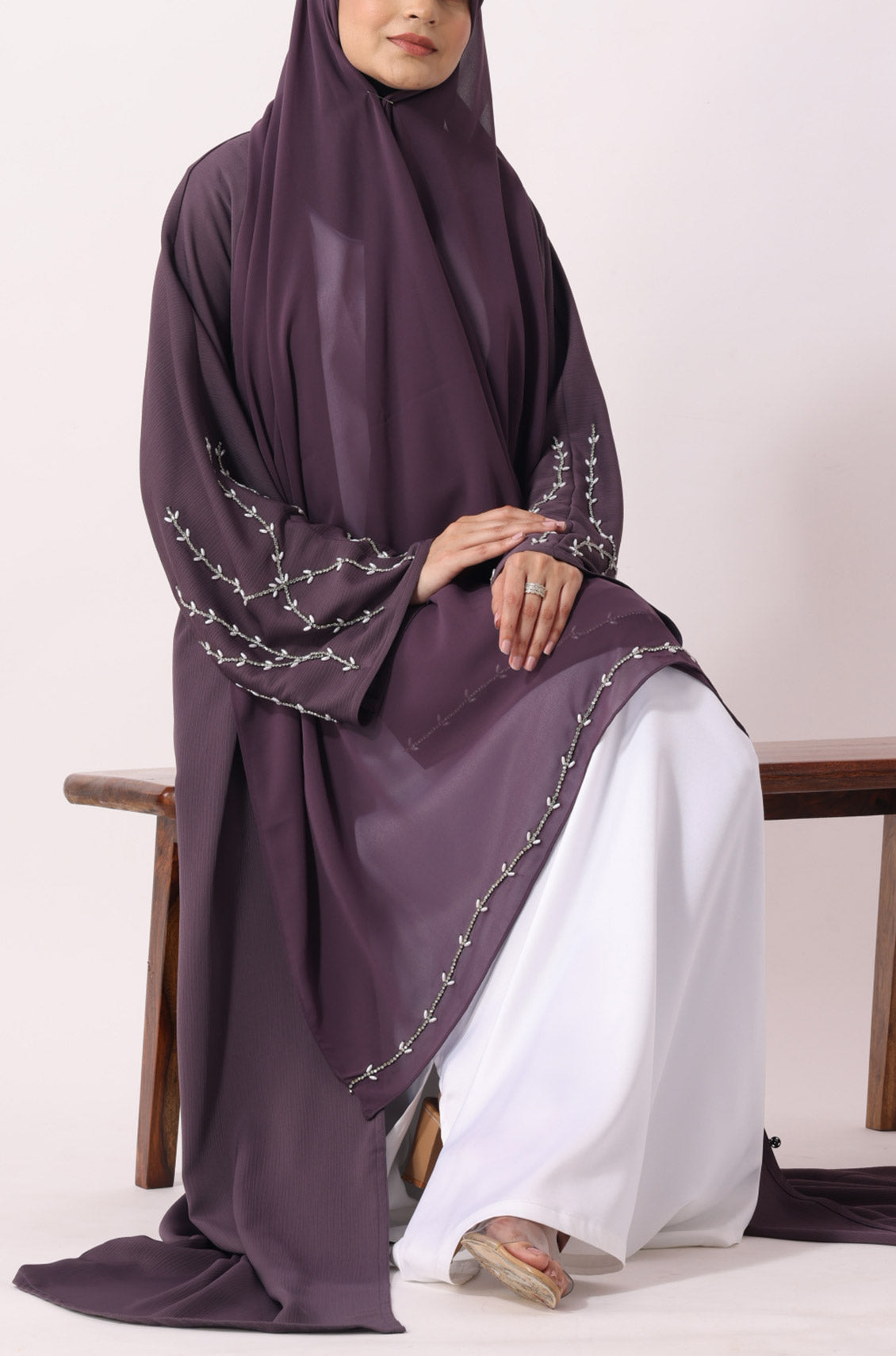 Luxury Jewel Abaya Dress Deep Lilac