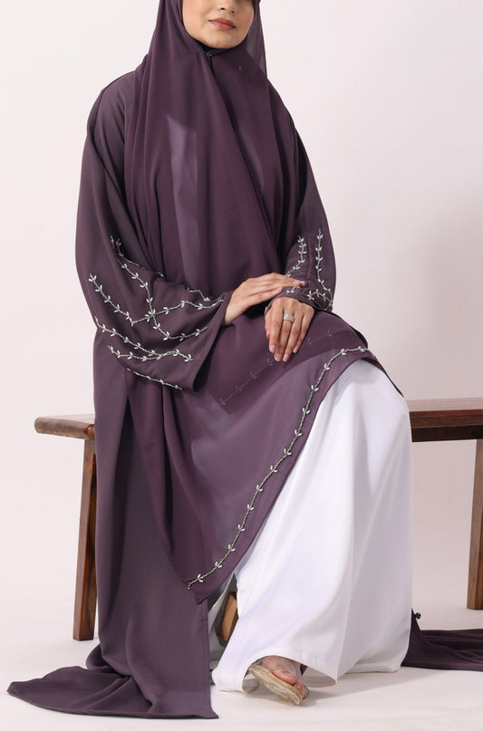 Luxury Jewel Abaya Dress Deep Lilac
