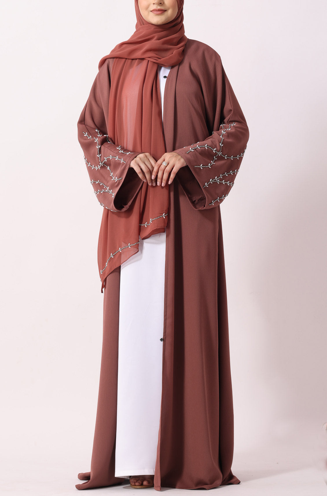 Luxury Jewel Abaya Dress Salmon
