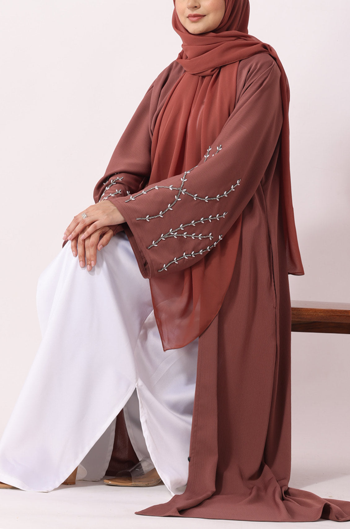 Luxury Jewel Abaya Dress Salmon